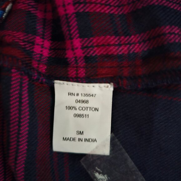 Time For Me Plaid Embroidered Floral Balloon Sleeve V-Neck Blouse Women's Small - Picture 11 of 15